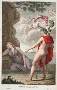 Baco y Ariadna, Libro VIII, ilustración de las Metamorfosis de Ovidio, Florencia, 1832